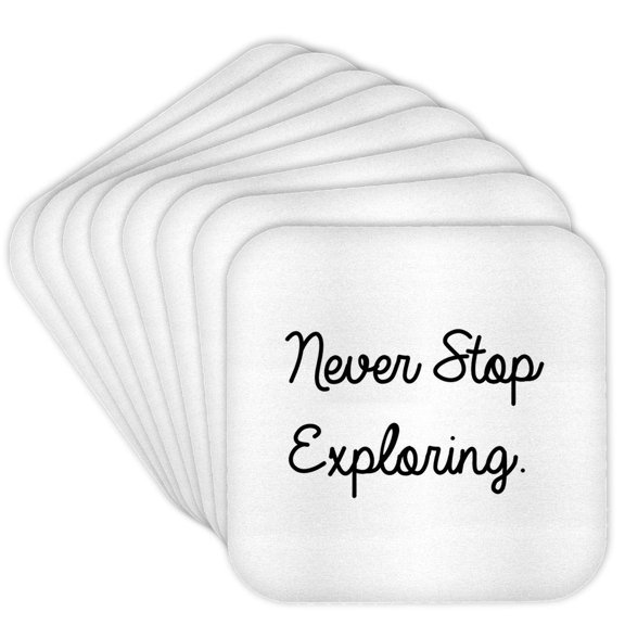 3drose, Never Stop Exploring, Set of 8 Coasters - Soft