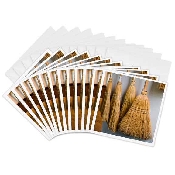 3drose, New Hampshire, Enfield Shaker Museum, Shaker Brooms, 12 Greeting Cards with Envelopes