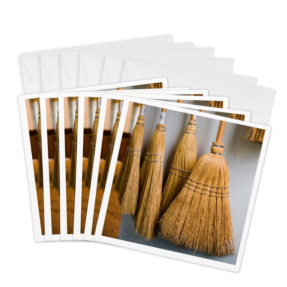 3drose, New Hampshire, Enfield Shaker Museum, Shaker Brooms, 6 Greeting Cards with Envelopes