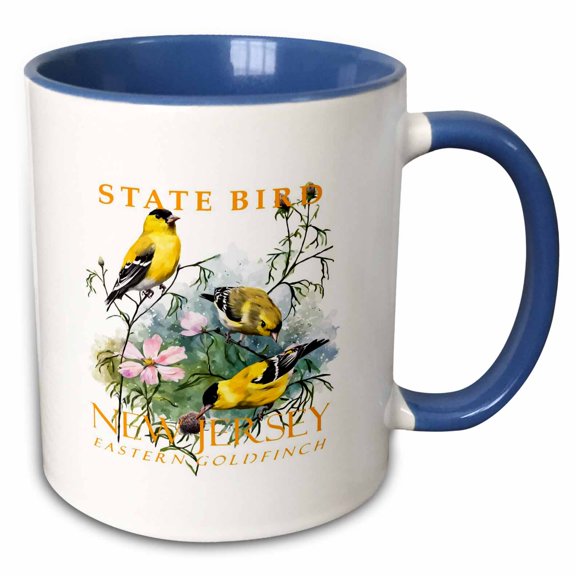 3drose, New Jersey Territory Bird the Eastern Goldfinch, 11oz Two-tone Blue Mug