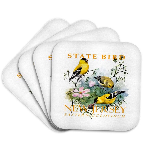 3drose, New Jersey Territory Bird the Eastern Goldfinch, Set of 4 Coasters - Soft