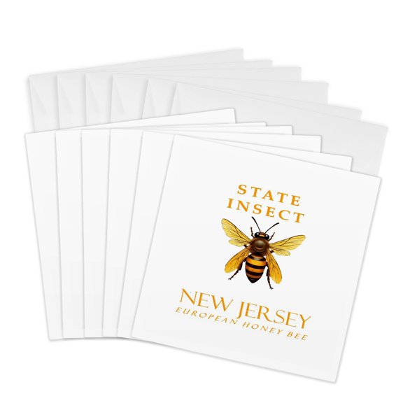3drose, New Jersey Territory Insect European Honey Bee, 6 Greeting Cards with Envelopes