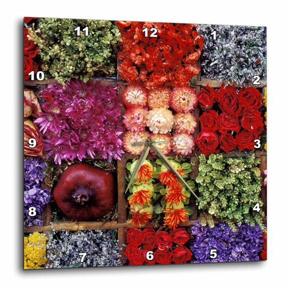 3drose, New Mexico, Santa Fe. Flower Art, Market - Us32 Cmi0040 - Cindy Miller Hopkins, 15x15 Wall Clock
