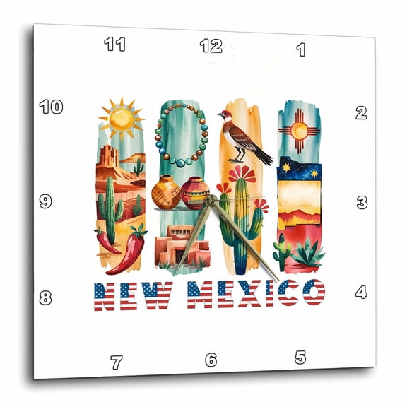 3drose, New Mexico State. Usa. Local Aspects. Family Travel Memory Artsy Gift, 10x10 Wall Clock