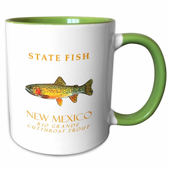 3drose, New Mexico Territory Fish the Rio Grande Cutthroat Trout, 11oz Two-tone Green Mug