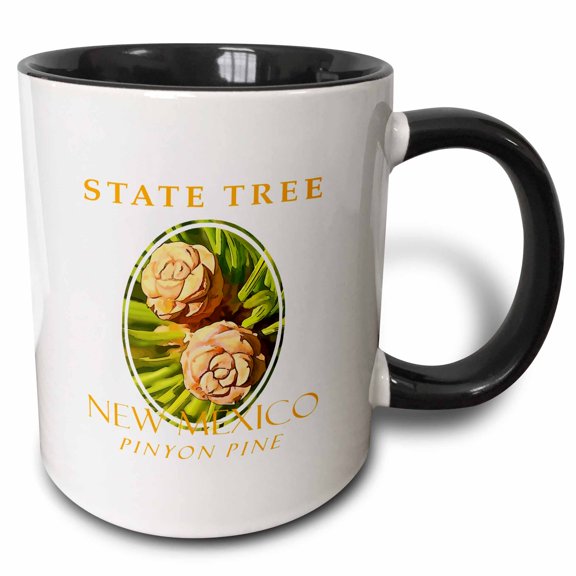 3drose, New Mexico Territory Tree Two-needle Pinyon Pine, 11oz Two-tone Black Mug