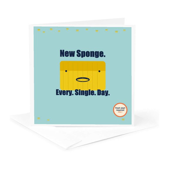 3drose, New Sponge. Every. Single. Day., 1 Greeting Card with Envelope