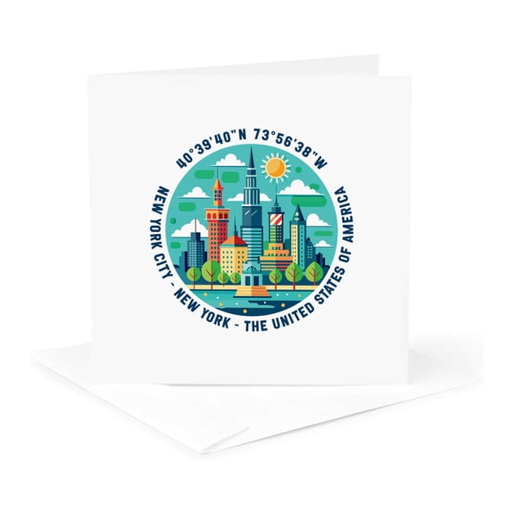 3drose, New York City, New York, the United States of America, Coordinates, 1 Greeting Card with Envelope