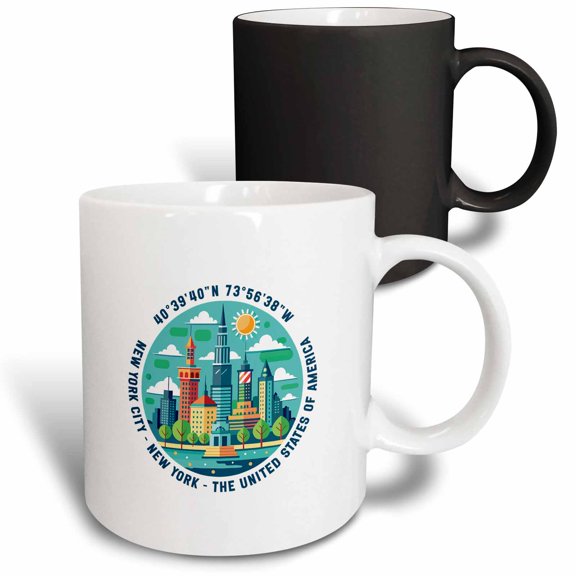 3drose, New York City, New York, the United States of America, Coordinates, 11oz Magic Transforming Mug