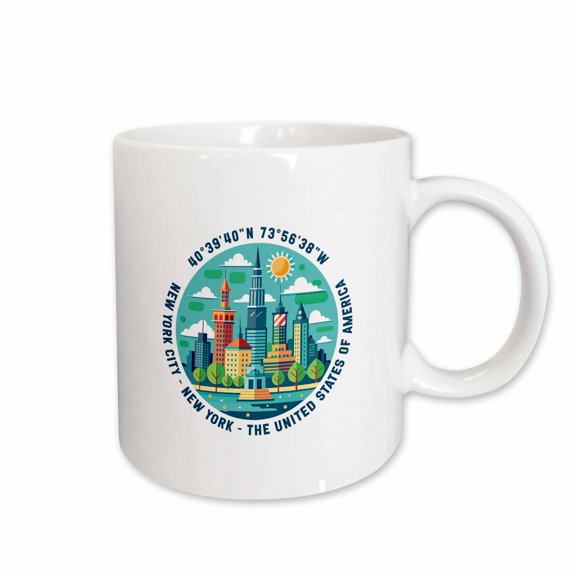 3drose, New York City, New York, the United States of America, Coordinates, 15oz Mug
