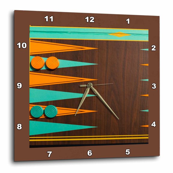 3drose, New York City, Ny, Usa. Backgammon Board Game, 15x15 Wall Clock