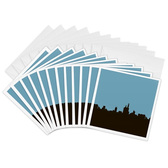 3drose, New York City Skyline - Cities, 12 Greeting Cards with Envelopes