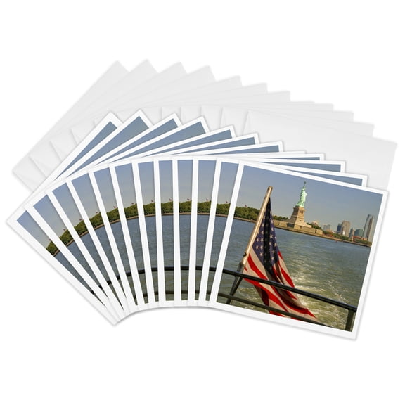 3drose, New York City. Statue of Liberty - Us33 Bja0042 - Jaynes Gallery, 12 Greeting Cards with Envelopes