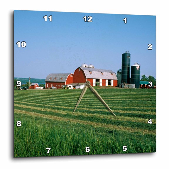 3drose, New York, Finger Lakes, Dairy Farm, Cayuga Lake - Us33 Mgi0074 - Mark Gibson, 15x15 Wall Clock