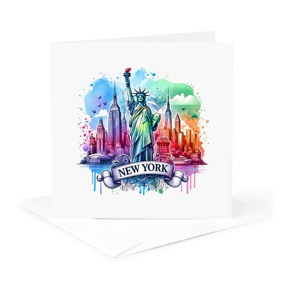 3drose, New York State. Usa. Landmarks and Colorful Landscapes. Winsome Gift, 1 Greeting Card with Envelope