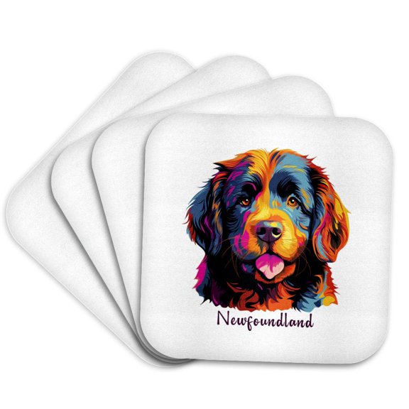3drose, Newfoundland Dog Breed. Colorful Painting Art. Stunning, Nice Gift, Set of 4 Coasters - Soft