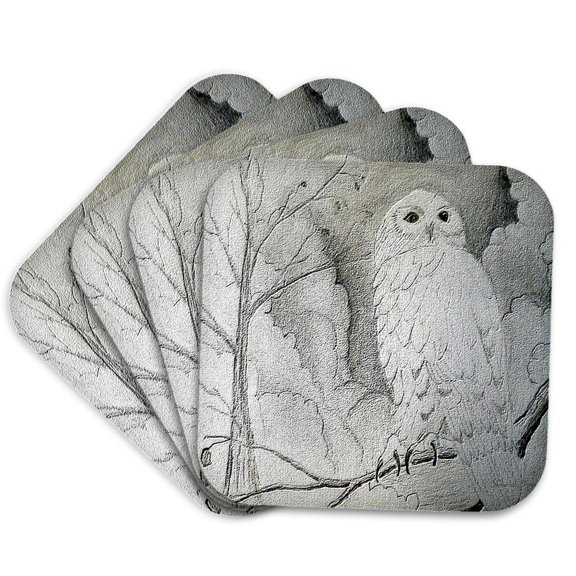 3drose, Night Owl, Set of 4 Coasters - Soft