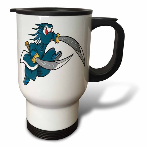 3drose, Ninja Warrior Monster Character, 14oz Stainless Steel Travel Mug