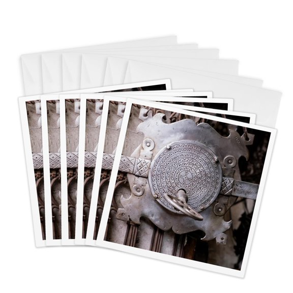 3drose, North Africa, Morocco, Marrakech. Unique Lock and Key., 6 Greeting Cards with Envelopes