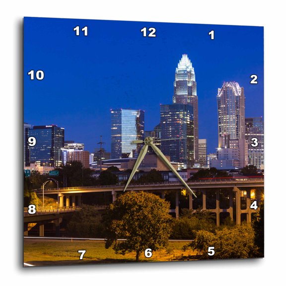 3drose, North Carolina, Charlotte, Dawn, 10x10 Wall Clock