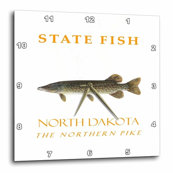 3drose, North Dakota Territory Fish the Northern Pike, 10x10 Wall Clock