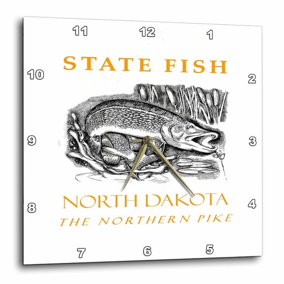3drose, North Dakota Territory the Northern Pike Fish, 10x10 Wall Clock