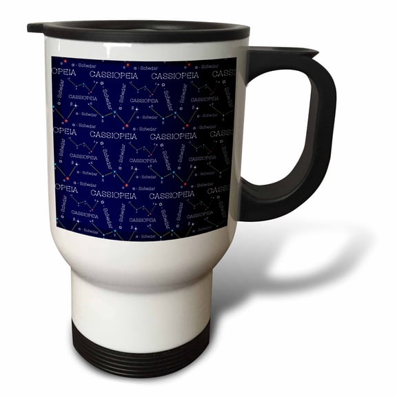 3drose, Northern Constellation Cassiopeia. the Main or Alpha Star Schedar, 14oz Stainless Steel Travel Mug