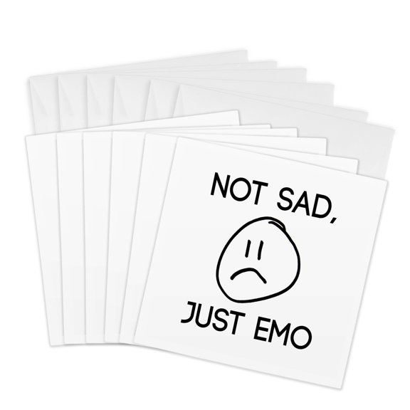 3drose, Not Sad, Just Emo, 6 Greeting Cards with Envelopes