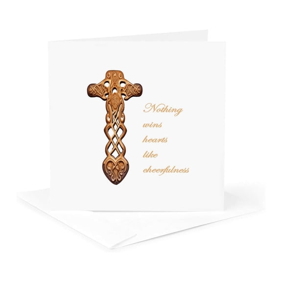 3drose, Nothing Wins Hearts like Cheerfulness Love Spoon, 1 Greeting Card with Envelope