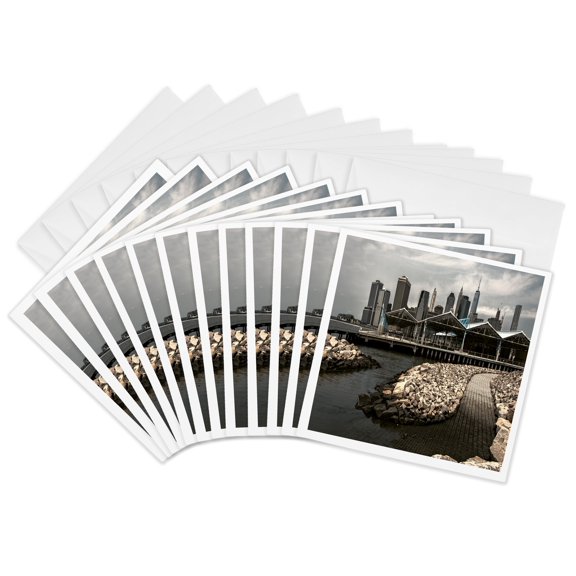 3drose, Nyc View, 12 Greeting Cards with Envelopes