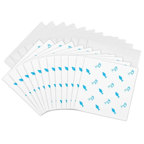 3drose, Ocean Blue Fish and Palm Trees - Beach Themed Art, 12 Greeting Cards with Envelopes