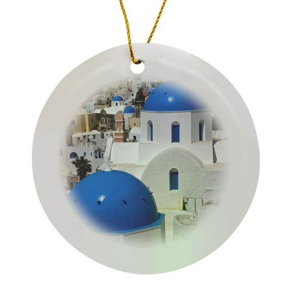 3drose, Oia on the Island of Santorini, Greece - Eu12 Dny0009 - David Noyes, Circle Porcelain Ornament