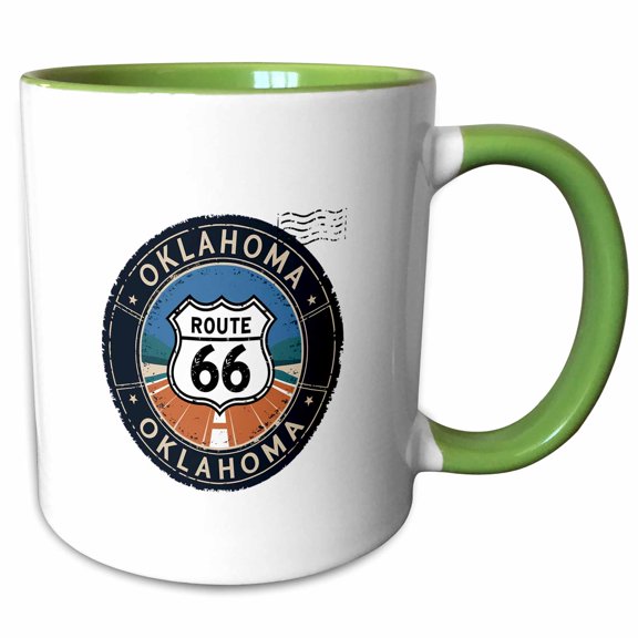 3drose, Oklahoma State. United States of America. Faux Postmark. Nice Gift, 11oz Two-tone Green Mug