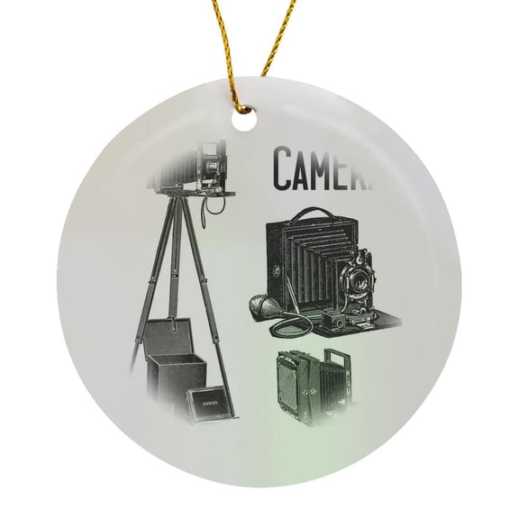 3drose, Old Cameras, Circle Porcelain Ornament