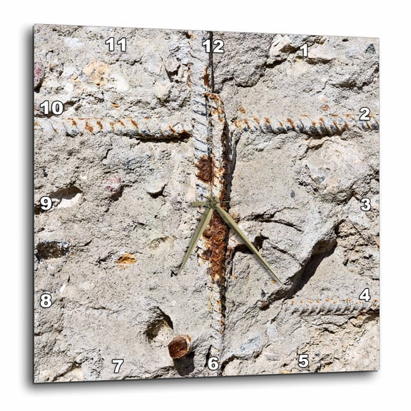 3drose, Old Rough Concrete Texture with a Corroded Metal Fittings, 10x10 Wall Clock