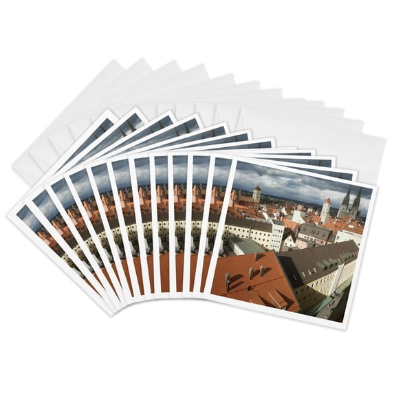 3drose, Old Town Regensburg, Germany - Eu10 Dbr0296 - Dave Bartruff, 12 Greeting Cards with Envelopes