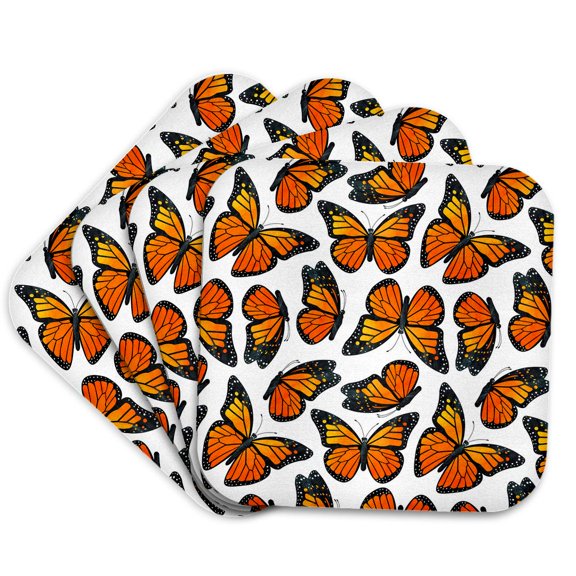 3drose, Orange Monarch Butterflies, Set of 4 Coasters - Soft