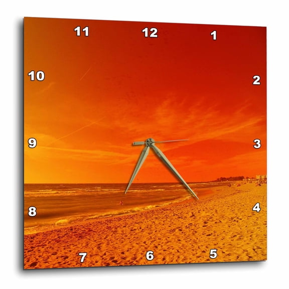 3drose, Orange Sky Meets Sea, 10x10 Wall Clock
