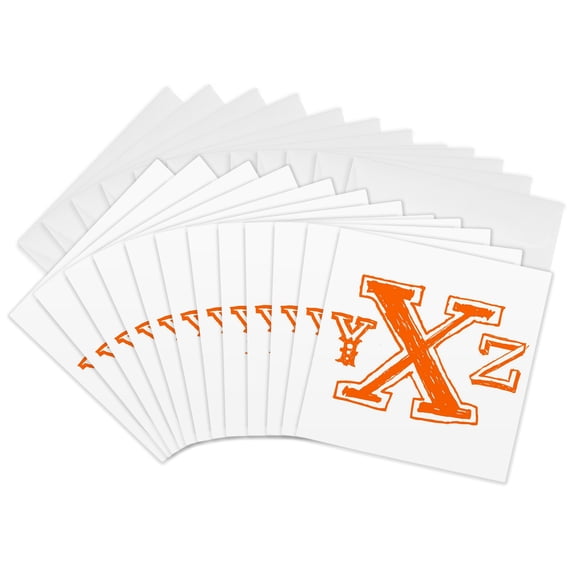 3drose, Orange Xyz, 12 Greeting Cards with Envelopes