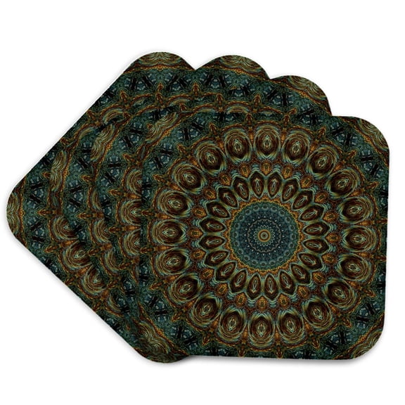 3drose, Orb Circles Mandala, Set of 4 Coasters - Soft