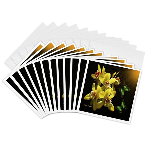 3drose, Orchid Joy, 12 Greeting Cards with Envelopes