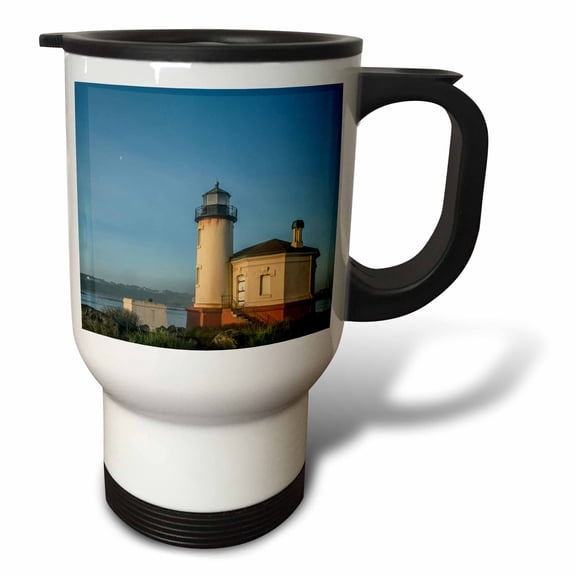 3drose, Oregon, Bandon. Coquille River Lighthouse, 14oz Stainless Steel Travel Mug