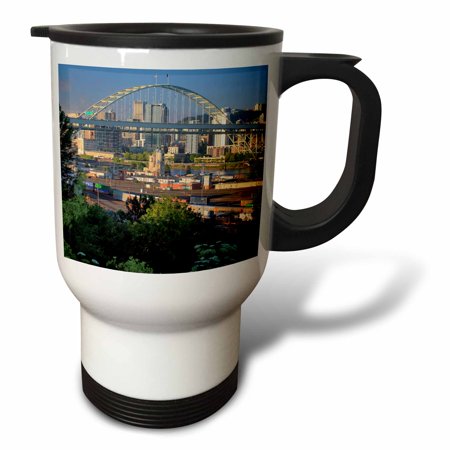 3drose, Oregon, Portland. Fremont Bridge over Willamette River., 14oz Stainless Steel Travel Mug