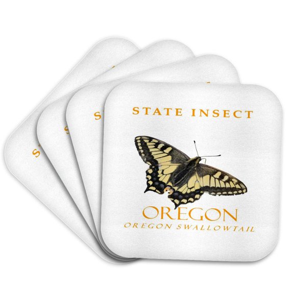 3drose, Oregon Territory Insect the Oregon Swallowtail, Set of 4 Coasters - Soft