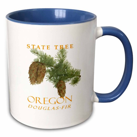 3drose, Oregon Territory Tree the Douglas Fir, 11oz Two-tone Blue Mug