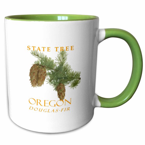 3drose, Oregon Territory Tree the Douglas Fir, 11oz Two-tone Green Mug