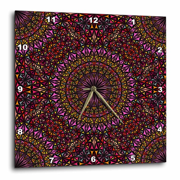 3drose, Oriental Multicolor Abstract Mandala Mosaic Pattern Background Art, 15x15 Wall Clock