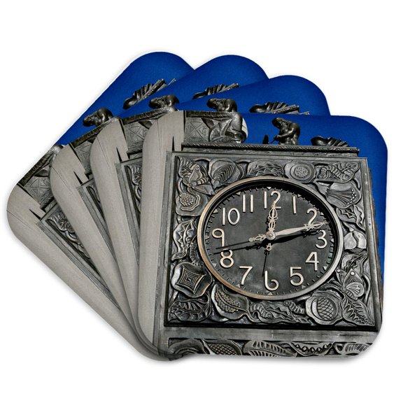 3drose, Ornate Clock, New York City, Ny, Usa., Set of 4 Coasters - Soft