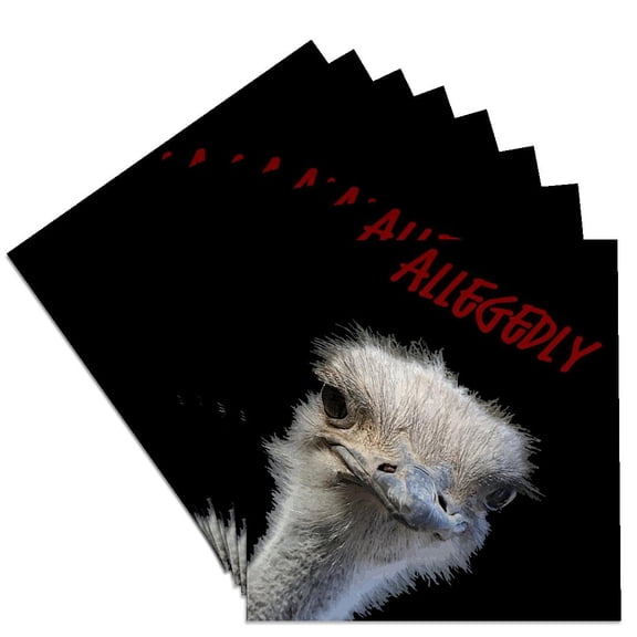 3drose, Ostrich Funny Bird Face with Goofy Expression Allegedly, Set of 8 Ceramic Tile Coasters