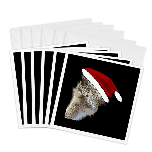3drose, Ostrich Wearing Santa Hat Christmas Zoo Animal, 6 Greeting Cards with Envelopes